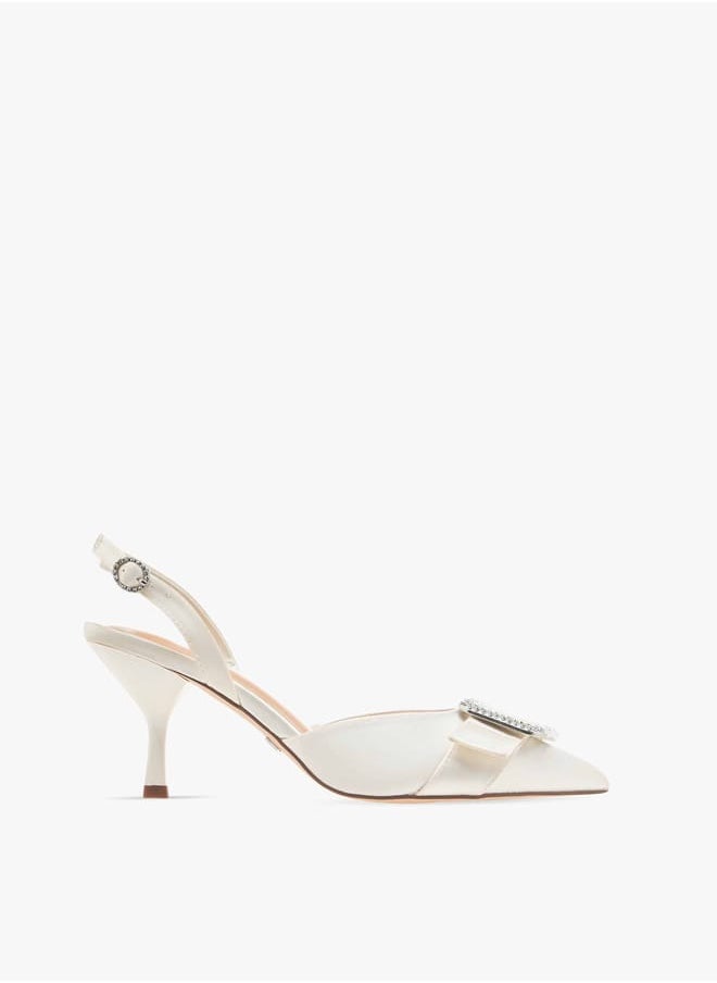 Celeste Women's Embellished Slingback Shoes with Buckle Closure and Stiletto Heels  - Image 3