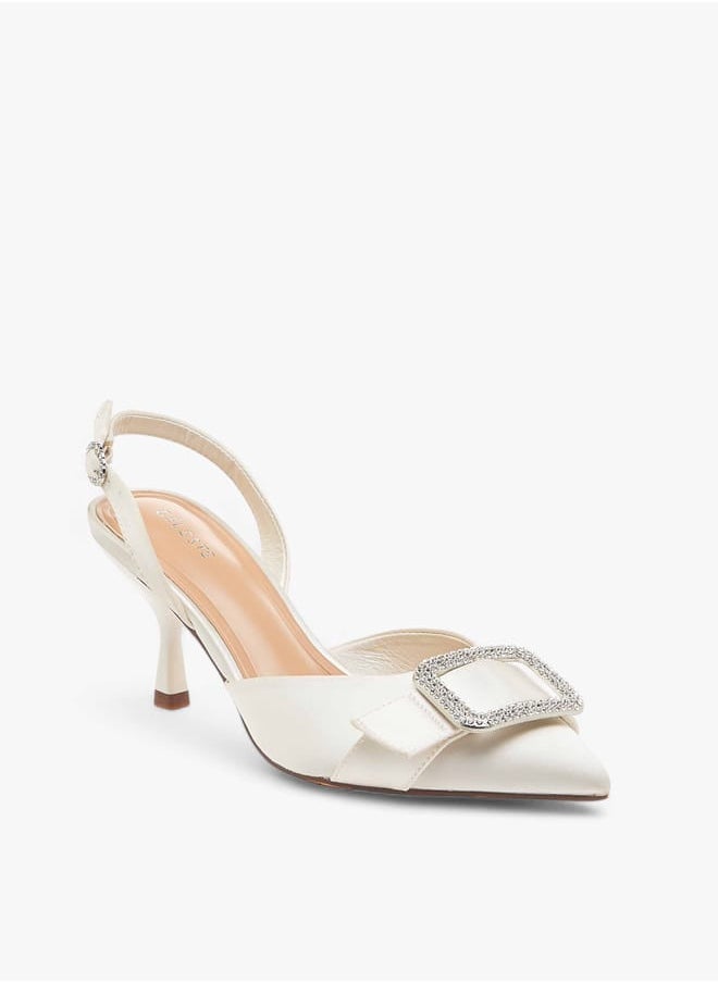Celeste Women's Embellished Slingback Shoes with Buckle Closure and Stiletto Heels  - Image 1