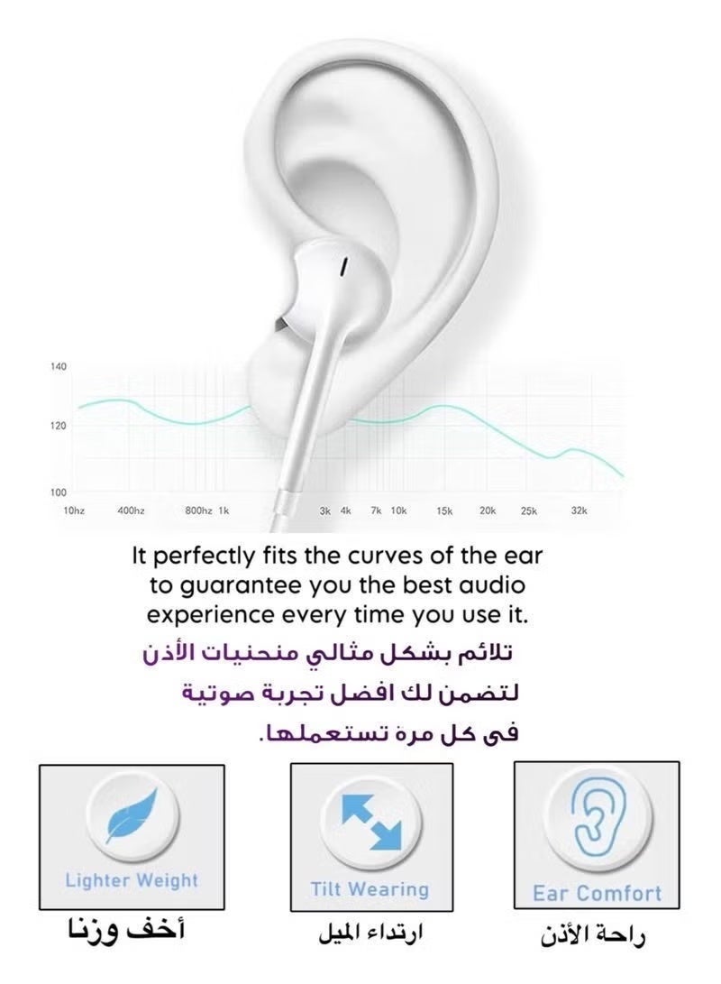 ملائكي  سماعات الأذن السلكية، متوافقة مع iPhone 15 Pro Max، iPhone 16 Pro Max، Samsung Galaxy S25 Series S24 Series، Huawei، Honor وأجهزة أخرى مزودة بمنفذ صوتي USB C. - Image 3
