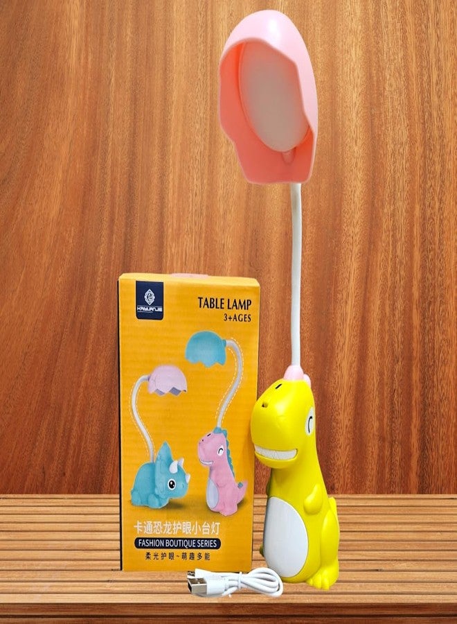 ARUNA DECOR Dinosaur Kids Table Lamp, Portable Table Light, Cute Foldable Reading Light Bedroom Children's Table Lamp for Study | Return Gifts| Night lamp [12 inch] (Yellow) - Image 2