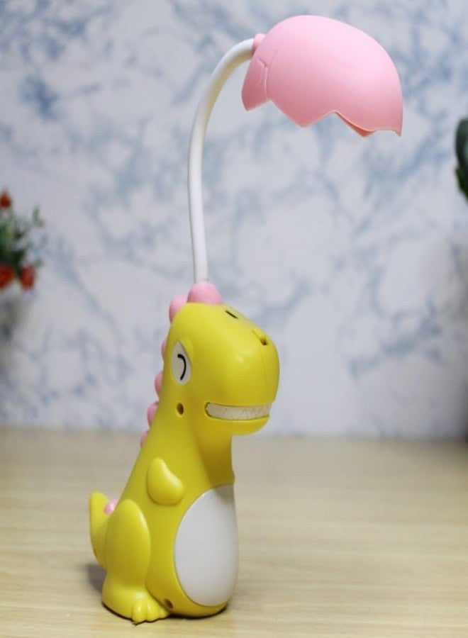 ARUNA DECOR Dinosaur Kids Table Lamp, Portable Table Light, Cute Foldable Reading Light Bedroom Children's Table Lamp for Study | Return Gifts| Night lamp [12 inch] (Yellow) - Image 1