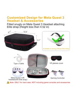 XICEN Carrying Case for Meta Quest 3 VR Headset & Gaming Console, Portable Case with Shoulder Belt, Waterproof Shockproof Storage Bag with Mesh Pocket for Meta Quest 3 Accessories  - Image 2