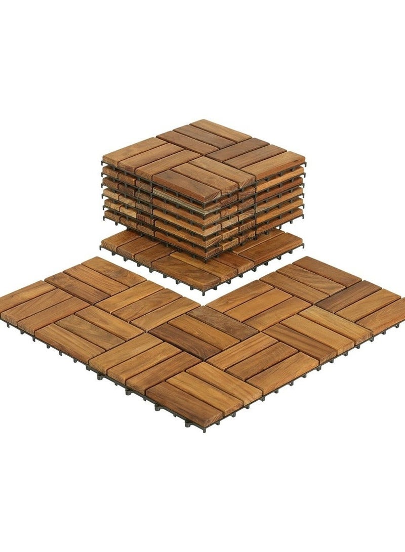 12-Piece Wooden Floor Tiles Light Brown 30x30x2cm  - Image 1