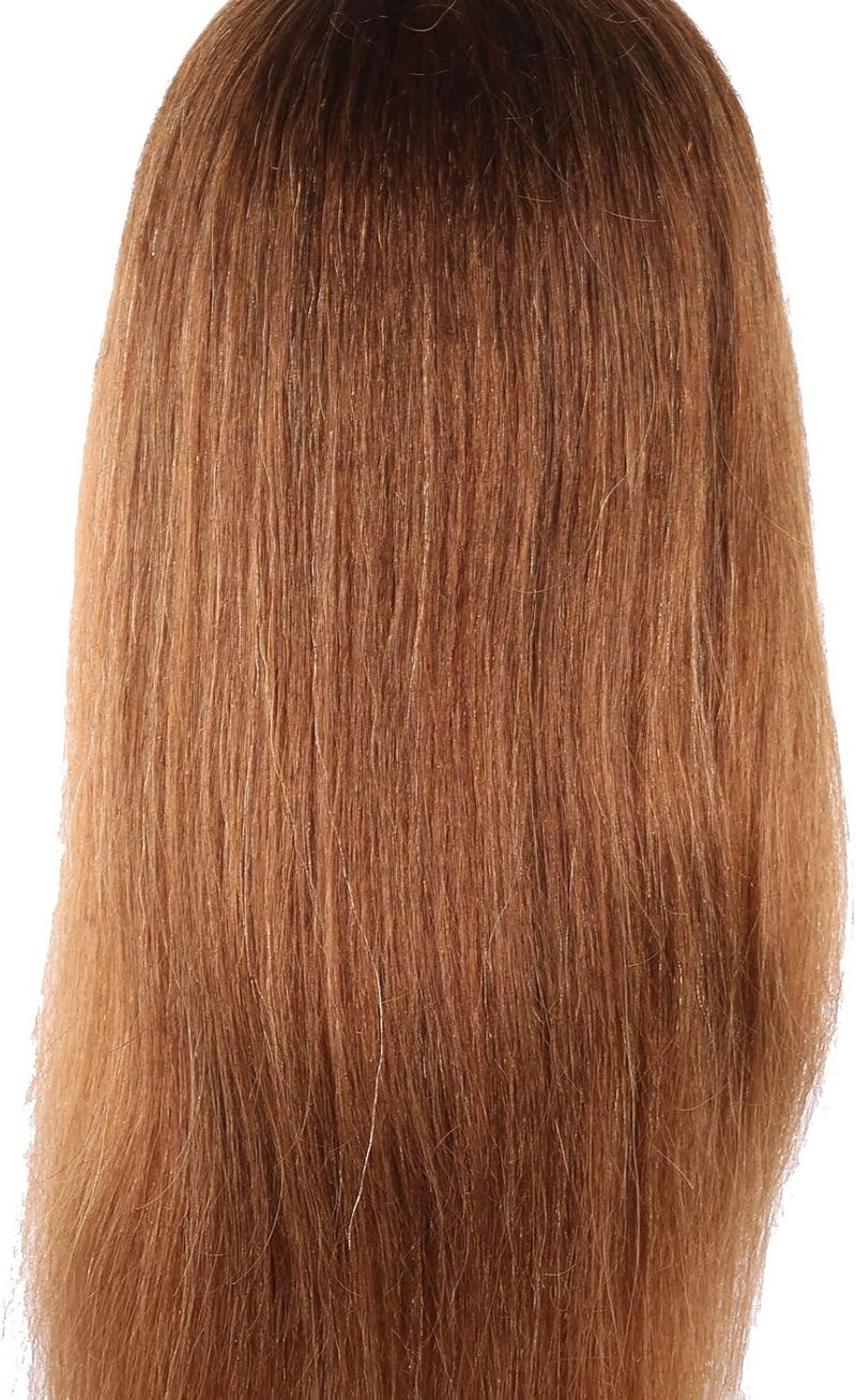 Hairdressing Mannequin Head with Human Hair, Cosmetology Doll Head for Practice, 60 - 65cm Real Hair Mannequin for Cutting Styling Dyeing, Includes Stand for Salon School Home Use (Brown) - Image 3