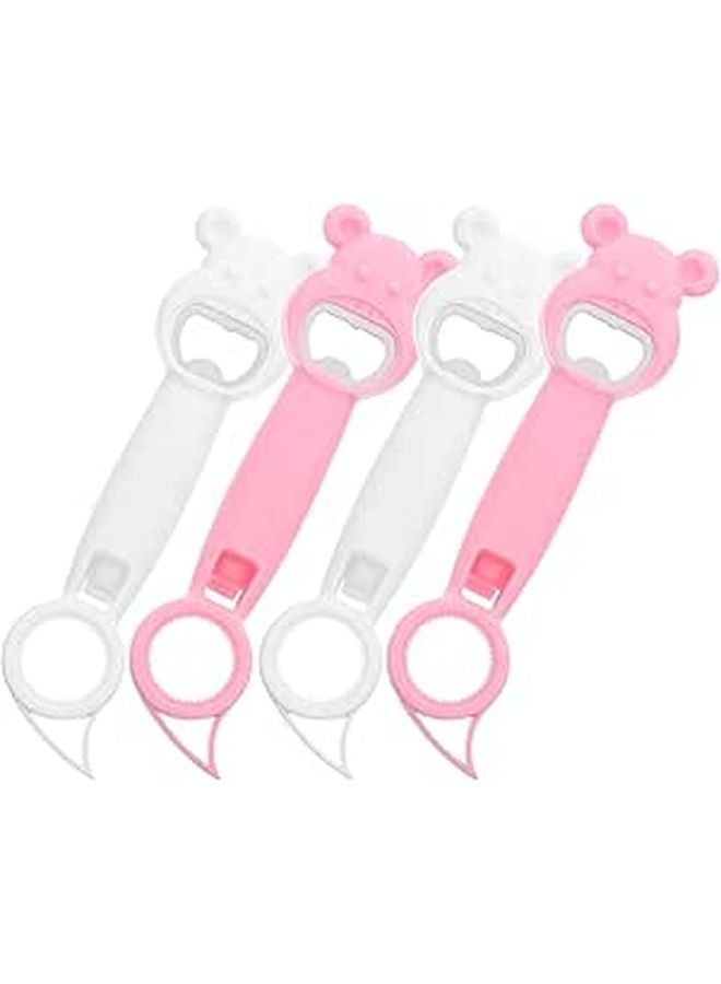 Pink Bear 4pcs Bottle Opener Set Multifunctional Soda Cap Jar Opener Kitchen Tool - Image 1
