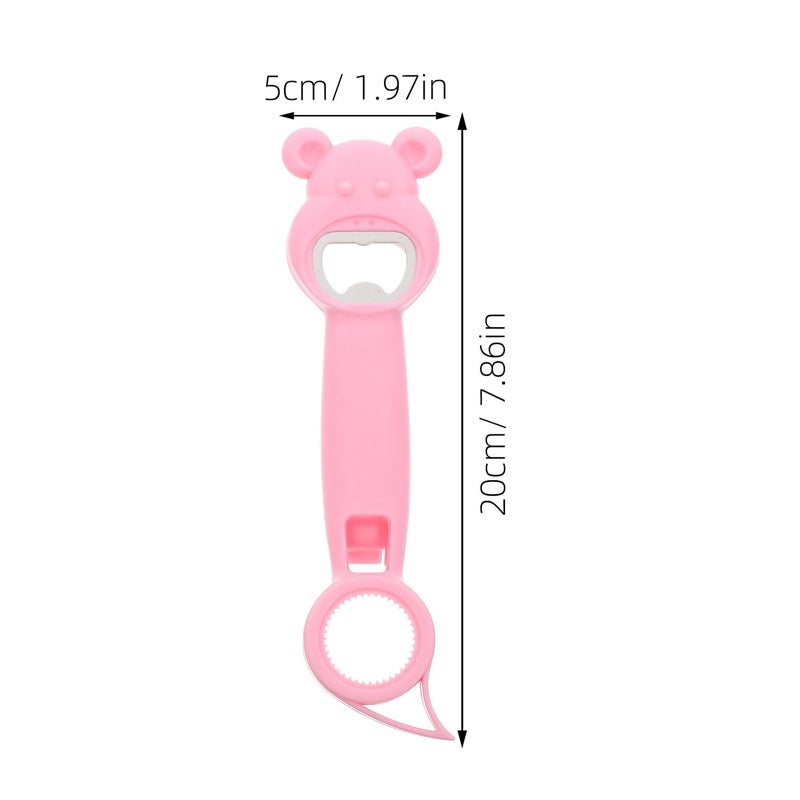 Pink Bear 4pcs Bottle Opener Set Multifunctional Soda Cap Jar Opener Kitchen Tool - Image 3