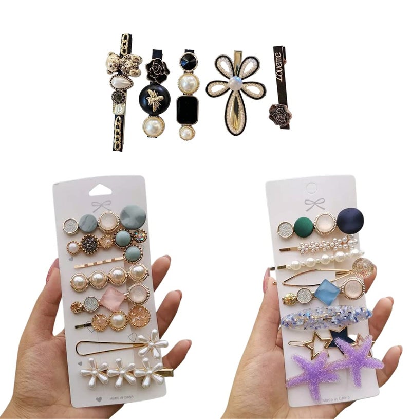 Tresneria® Korean Hair Clips Assorted Flower Star Teddy Clips - 21 PCS - Image 1