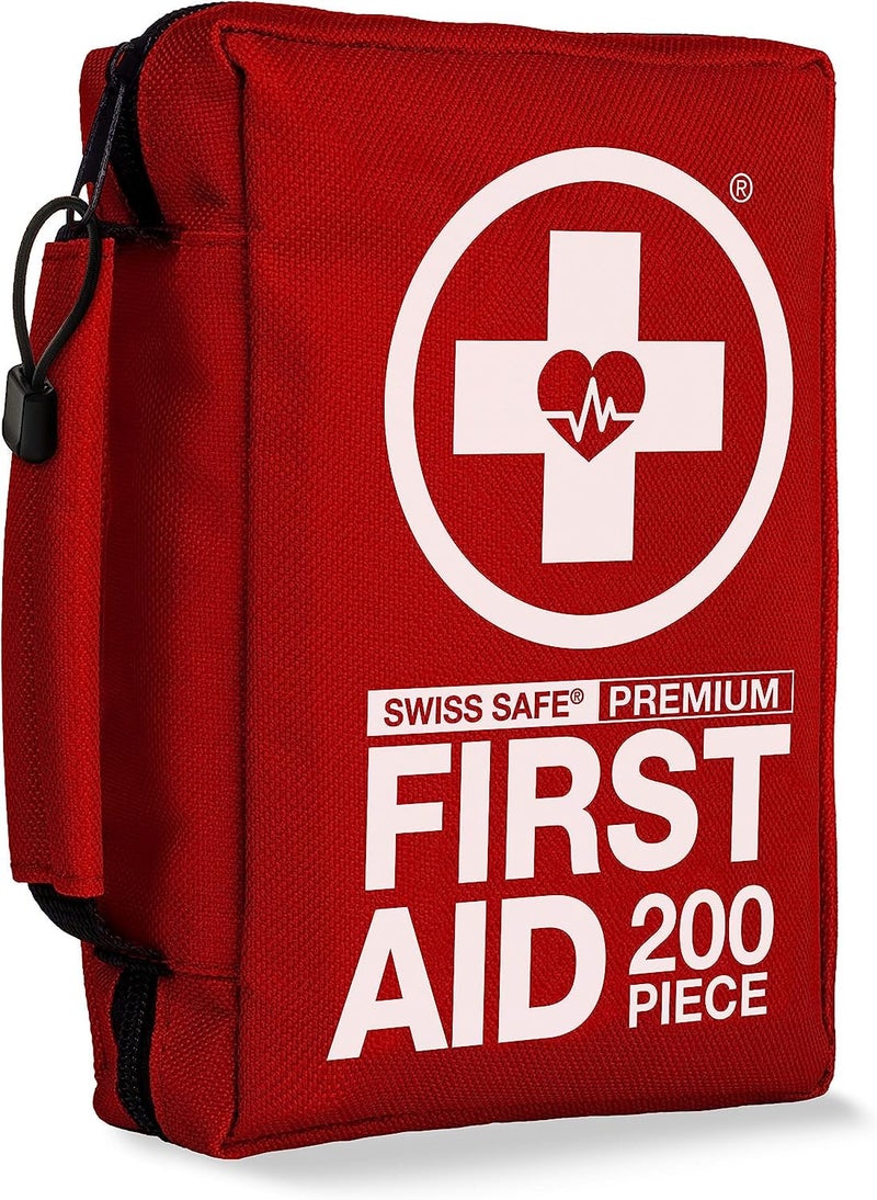 Swiss Safe 2-in-1 First Aid Kit for Car, Travel & Home, Businesses - Bonus Mini Kit for Medical Emergency Aid, Survival, Camping - FSA & HSA Eligible - 200 Pcs, Medium FAK - Image 2