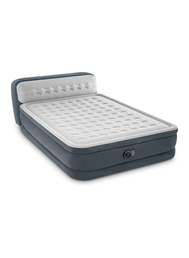 INTEX Inflatable Deluxe Queen Dura-Beam Series Headboard Airbed, Grey/White, 64448GB plastic Grey - Image 1