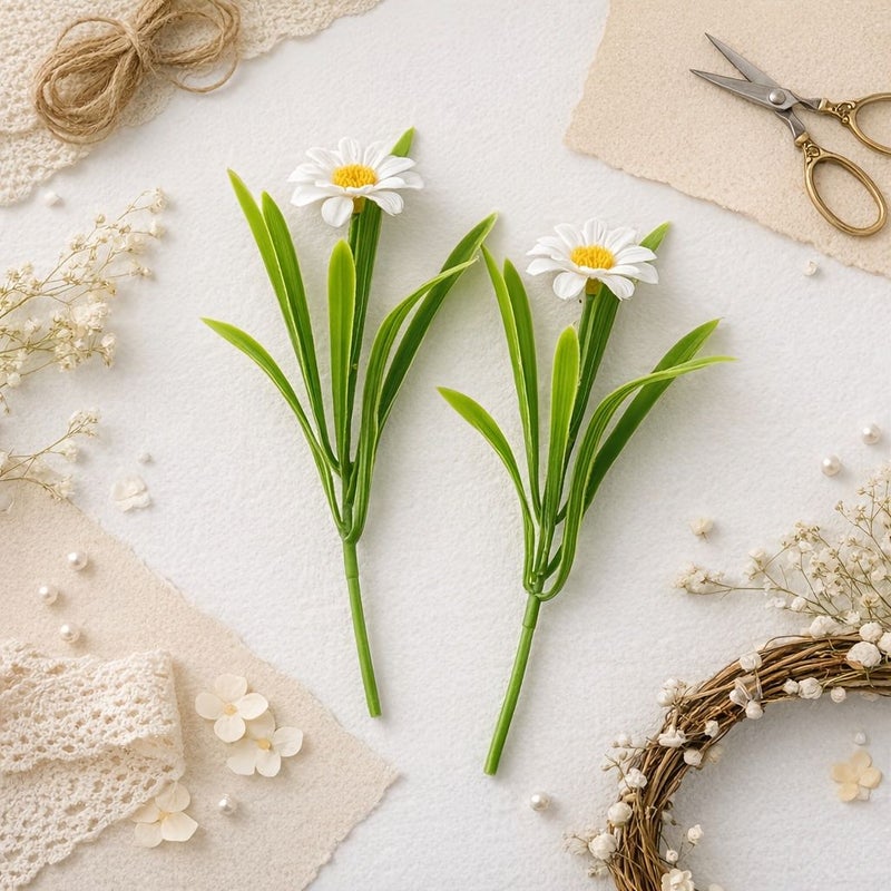 5pcs Artificial Plastic Green Aquatic Plant Leaves Handmade Bouquet Wreath Accessories Home Wall Decor - Image 5