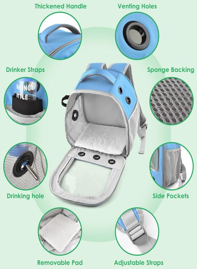 DBNESS Guinea Pig Carrier Backpack, Portable Rabbit Travel Carring Bag for Pet Bunny Chinchilla Bearded Dragon Hamster Parrot Outgoing Pouch Case with Water Bottle Holder & Detachable Pad (Sky Blue) - Image 3