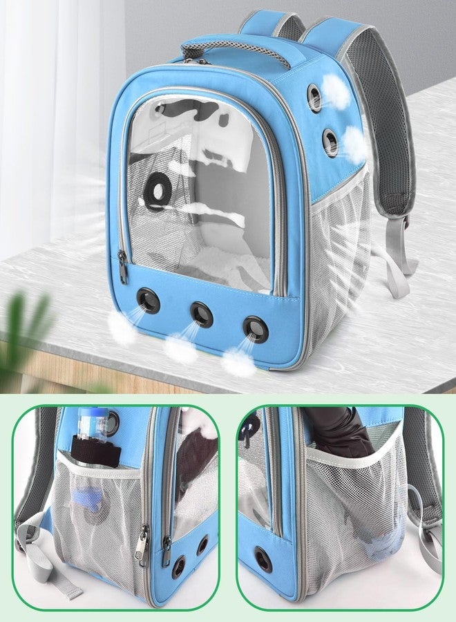 DBNESS Guinea Pig Carrier Backpack, Portable Rabbit Travel Carring Bag for Pet Bunny Chinchilla Bearded Dragon Hamster Parrot Outgoing Pouch Case with Water Bottle Holder & Detachable Pad (Sky Blue) - Image 5