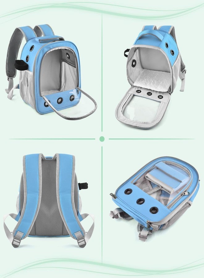 DBNESS Guinea Pig Carrier Backpack, Portable Rabbit Travel Carring Bag for Pet Bunny Chinchilla Bearded Dragon Hamster Parrot Outgoing Pouch Case with Water Bottle Holder & Detachable Pad (Sky Blue) - Image 4