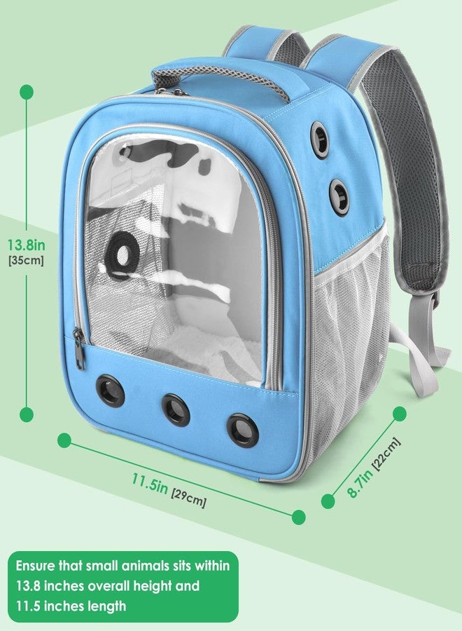 DBNESS Guinea Pig Carrier Backpack, Portable Rabbit Travel Carring Bag for Pet Bunny Chinchilla Bearded Dragon Hamster Parrot Outgoing Pouch Case with Water Bottle Holder & Detachable Pad (Sky Blue) - Image 2