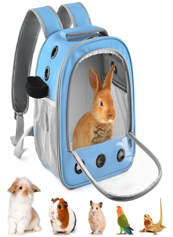 DBNESS Guinea Pig Carrier Backpack, Portable Rabbit Travel Carring Bag for Pet Bunny Chinchilla Bearded Dragon Hamster Parrot Outgoing Pouch Case with Water Bottle Holder & Detachable Pad (Sky Blue) - Image 1