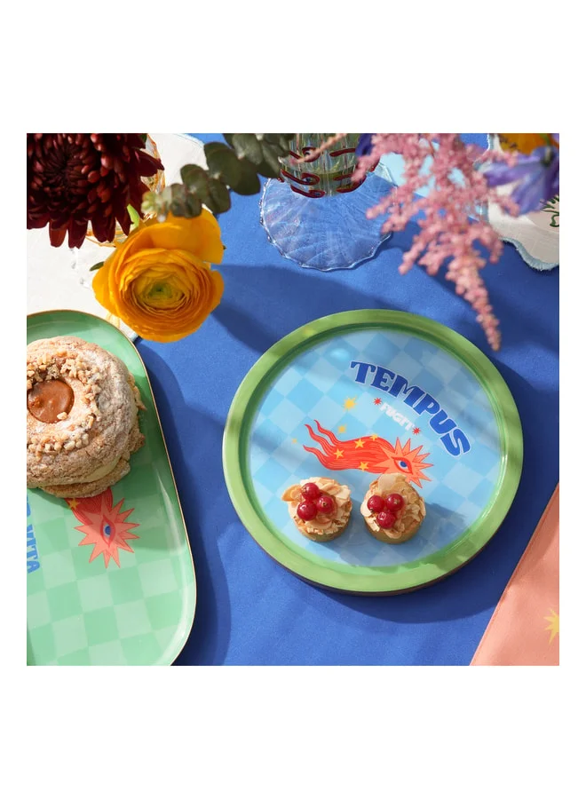 Zsa Zsa Zsu Blue Lakri Mango Wood Presentation Board 18 cm.  | Best Price UAE