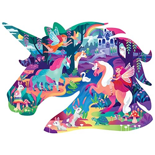 Hinkler Jr Jigsaw 100-Piece Jigsaw Puzzle: Magical Unicorn Forest Shiny Shaped Puzzle & Coloring Book - 19.3inx14.2in - Jigsaws for Kids Aged 6 to 8 - Fantasy Themed Jigsaw – Unicorns and Fairies - Image 5