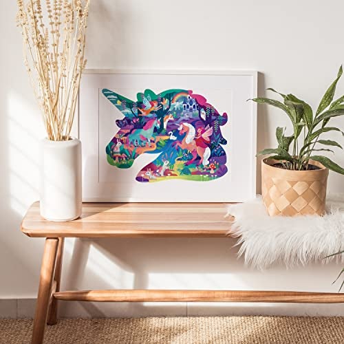 Hinkler Jr Jigsaw 100-Piece Jigsaw Puzzle: Magical Unicorn Forest Shiny Shaped Puzzle & Coloring Book - 19.3inx14.2in - Jigsaws for Kids Aged 6 to 8 - Fantasy Themed Jigsaw – Unicorns and Fairies - Image 2