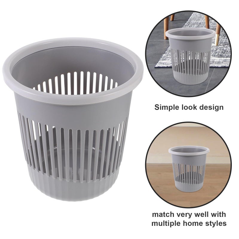 Small Plastic Trash Can Without Lid for Kitchen Bathroom Office Living Room Gray - Image 4
