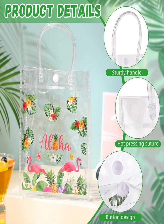 Saypacck 24 Pcs Hawaiian Clear Gift Bags Flamingo Clear Aloha Bags PVC Summer Tropical Goodie Candy Luau Party Favors Festival Holiday Supplies Favor(5.9 x 7.9 x 2.8 Inches - Image 4