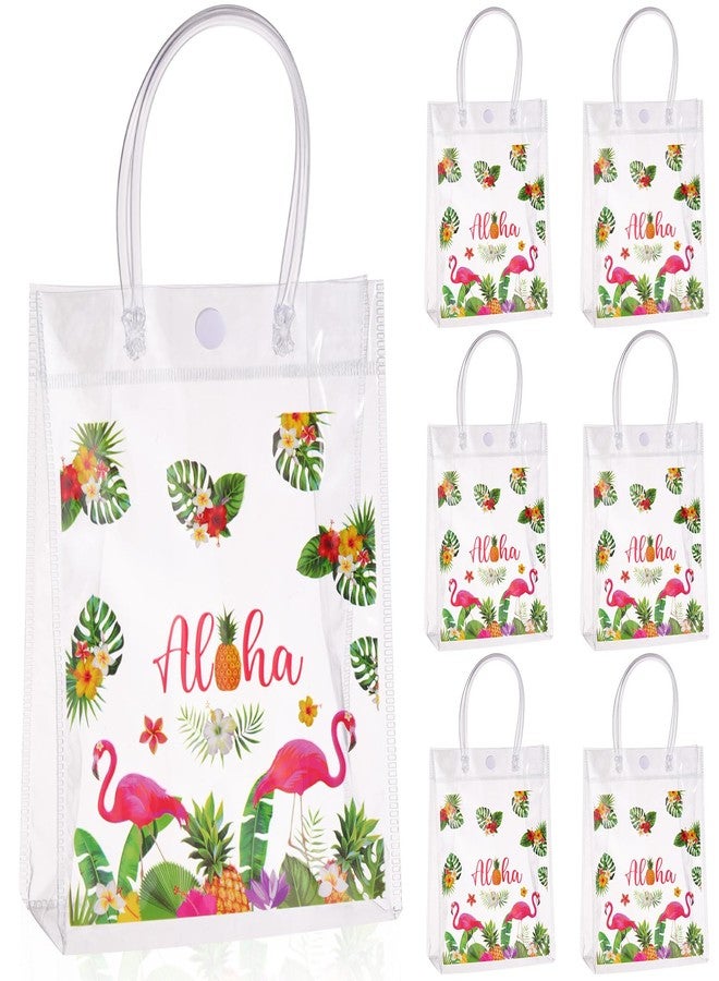 Saypacck 24 Pcs Hawaiian Clear Gift Bags Flamingo Clear Aloha Bags PVC Summer Tropical Goodie Candy Luau Party Favors Festival Holiday Supplies Favor(5.9 x 7.9 x 2.8 Inches - Image 1