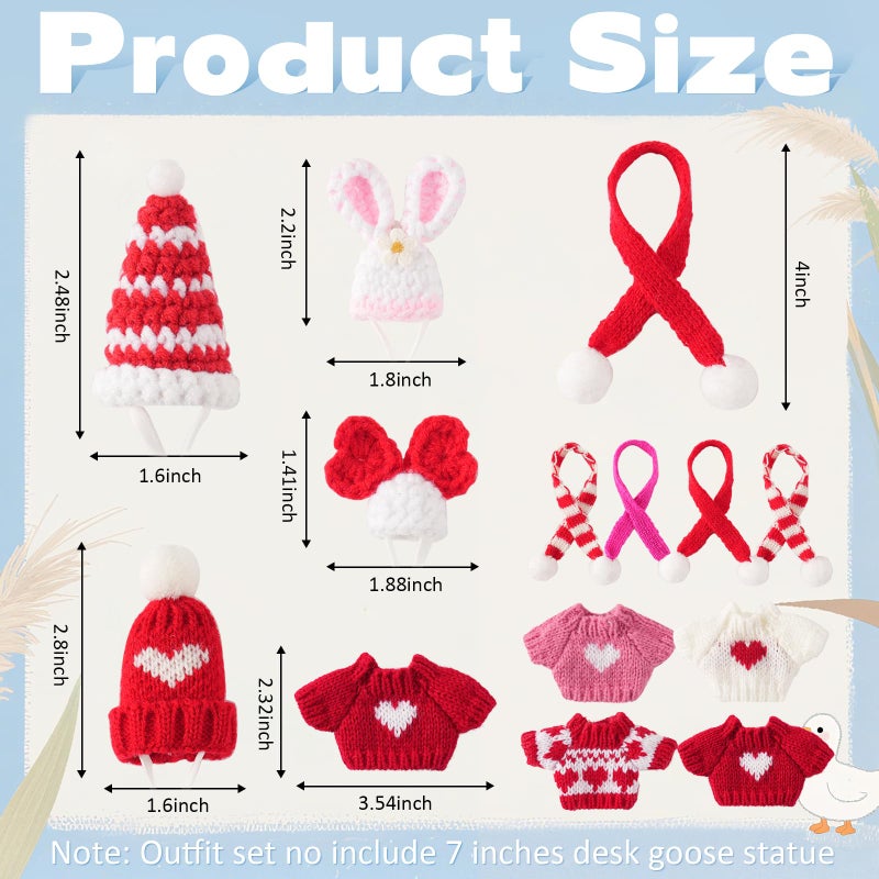 linastu 4 Set 7inch Desk Goose Outfits, Mini Desktop Goose clothes Desk Goose Accessories Set for Magnetic Goose Statue (Hat+Scarf+Cloth) Red 2.0 - Image 2