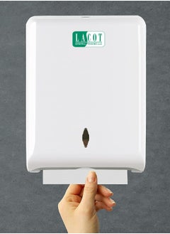 LACOT GENERAL TRADING LLC Interfold Wall Mount Commercial Toilet Tissue Paper Dispensers for Bathroom, Kitchen, White  - Image 1