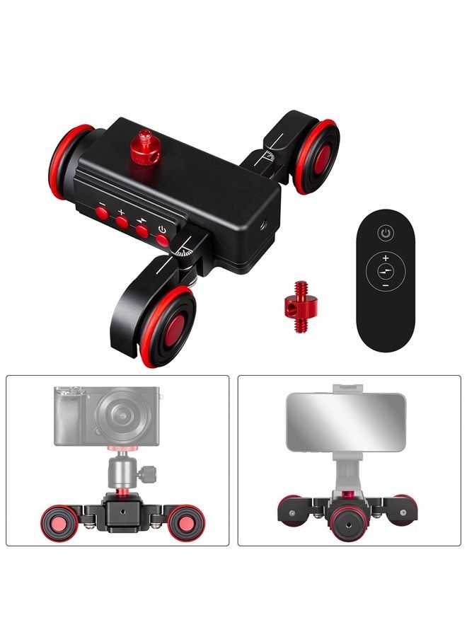 Eachshot Motorized Dolly Car, 3-Wheels Wireless Electric Track Rail Slider Video Camera Dolly Car with Remote Control, Compatible with DSLR Camera, Camcorder, for GoPro, iPhone, and Android Smartphone - Image 1
