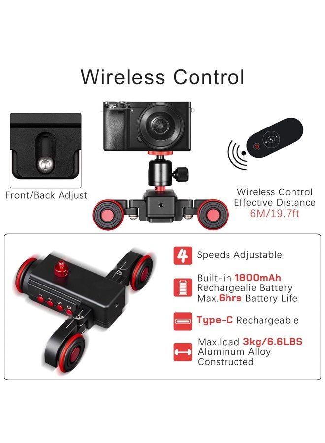 Eachshot Motorized Dolly Car, 3-Wheels Wireless Electric Track Rail Slider Video Camera Dolly Car with Remote Control, Compatible with DSLR Camera, Camcorder, for GoPro, iPhone, and Android Smartphone - Image 3