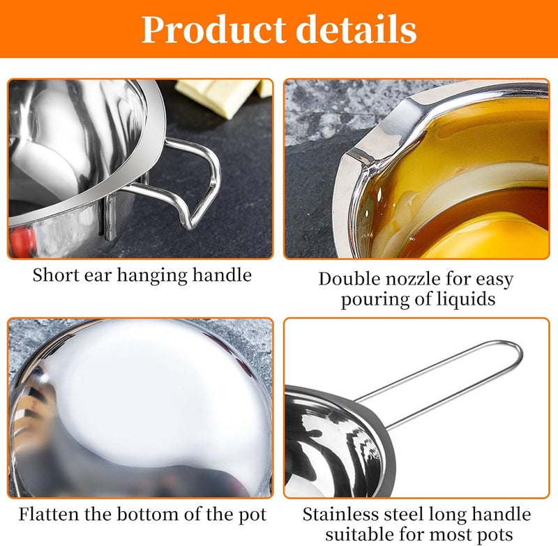 nalaina Stainless Steel Double Pot. kitchen Melting Pot Baking Tools, 304 Chocolate Double Boiler for Melting Chocolate, butter, cheese, Caramel And Candy (600ml,20oz) - Image 4