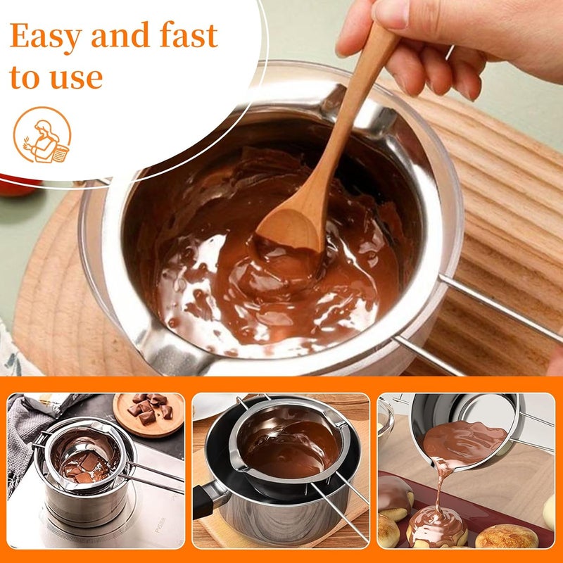 nalaina Stainless Steel Double Pot. kitchen Melting Pot Baking Tools, 304 Chocolate Double Boiler for Melting Chocolate, butter, cheese, Caramel And Candy (600ml,20oz) - Image 2
