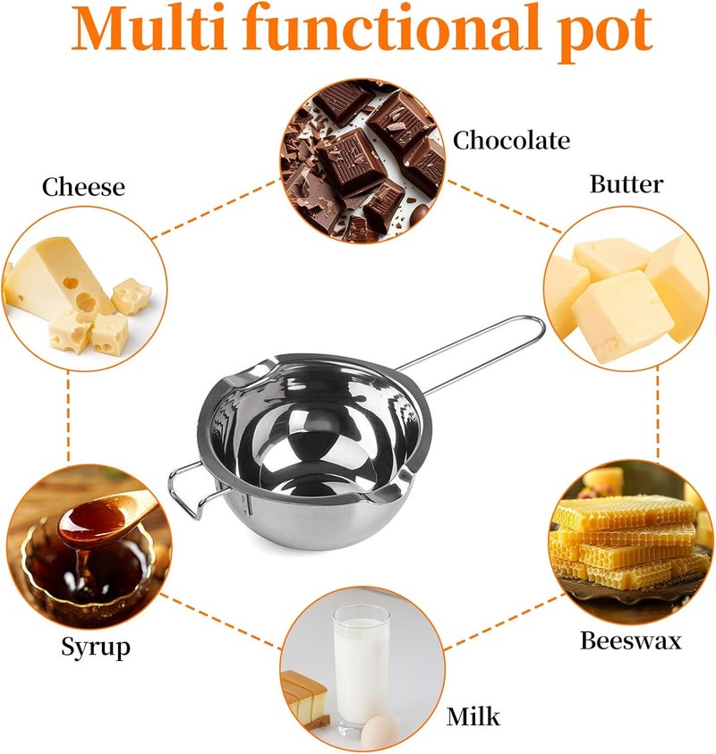 nalaina Stainless Steel Double Pot. kitchen Melting Pot Baking Tools, 304 Chocolate Double Boiler for Melting Chocolate, butter, cheese, Caramel And Candy (600ml,20oz) - Image 5