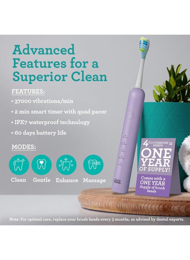 GuruNanda Lion & Lamb Kit 2.0, Electric Toothbrush with Water Flosser Combo, 4 Jet Tips, 4 Brush Heads, & IPX7 Waterproof Design for Complete Oral Care, Lavender - Image 4
