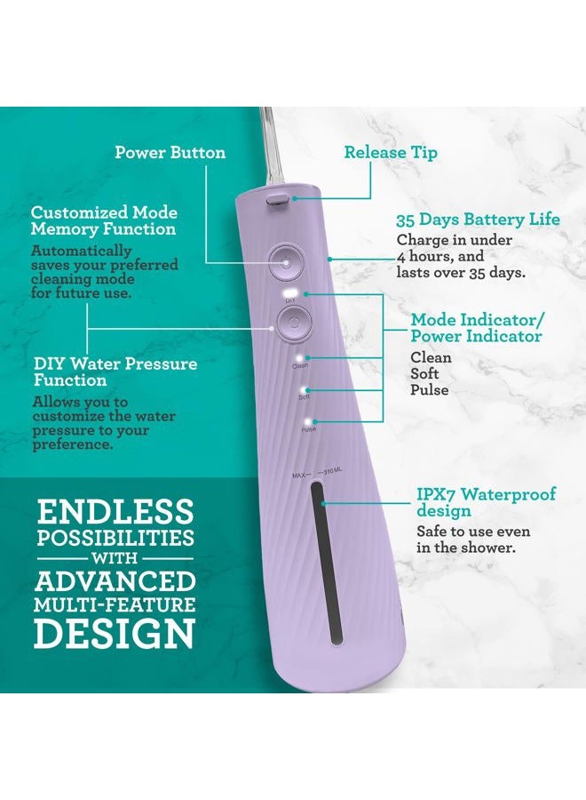 GuruNanda Lion & Lamb Kit 2.0, Electric Toothbrush with Water Flosser Combo, 4 Jet Tips, 4 Brush Heads, & IPX7 Waterproof Design for Complete Oral Care, Lavender - Image 3
