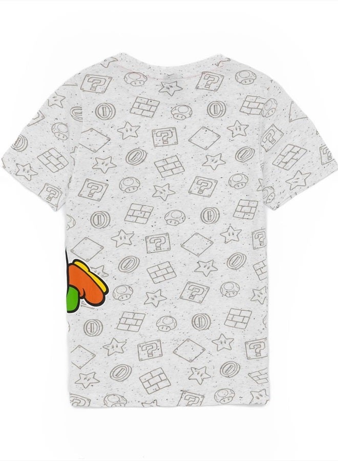 Super Mario Nintendo and Yoshi Boy's Kids Grey Character T-Shirt Top 11-12 Years  - Image 4