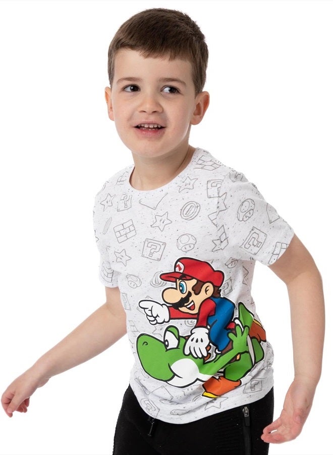 Super Mario Nintendo and Yoshi Boy's Kids Grey Character T-Shirt Top 11-12 Years  - Image 3