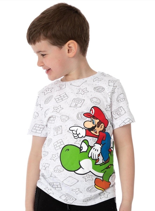 Super Mario Nintendo and Yoshi Boy's Kids Grey Character T-Shirt Top 11-12 Years  - Image 2