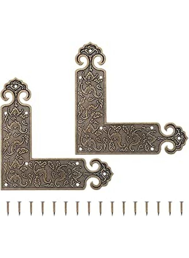 واقيات الزوايا النحاسية المضغوطة بلون النحاس العتيق لحماية الأثاث، مجموعة من قطعتين - Image 1