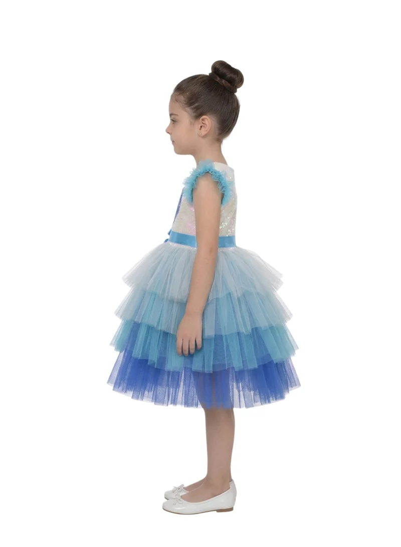 Bidani Blue Tiered Tulle Princess Dress