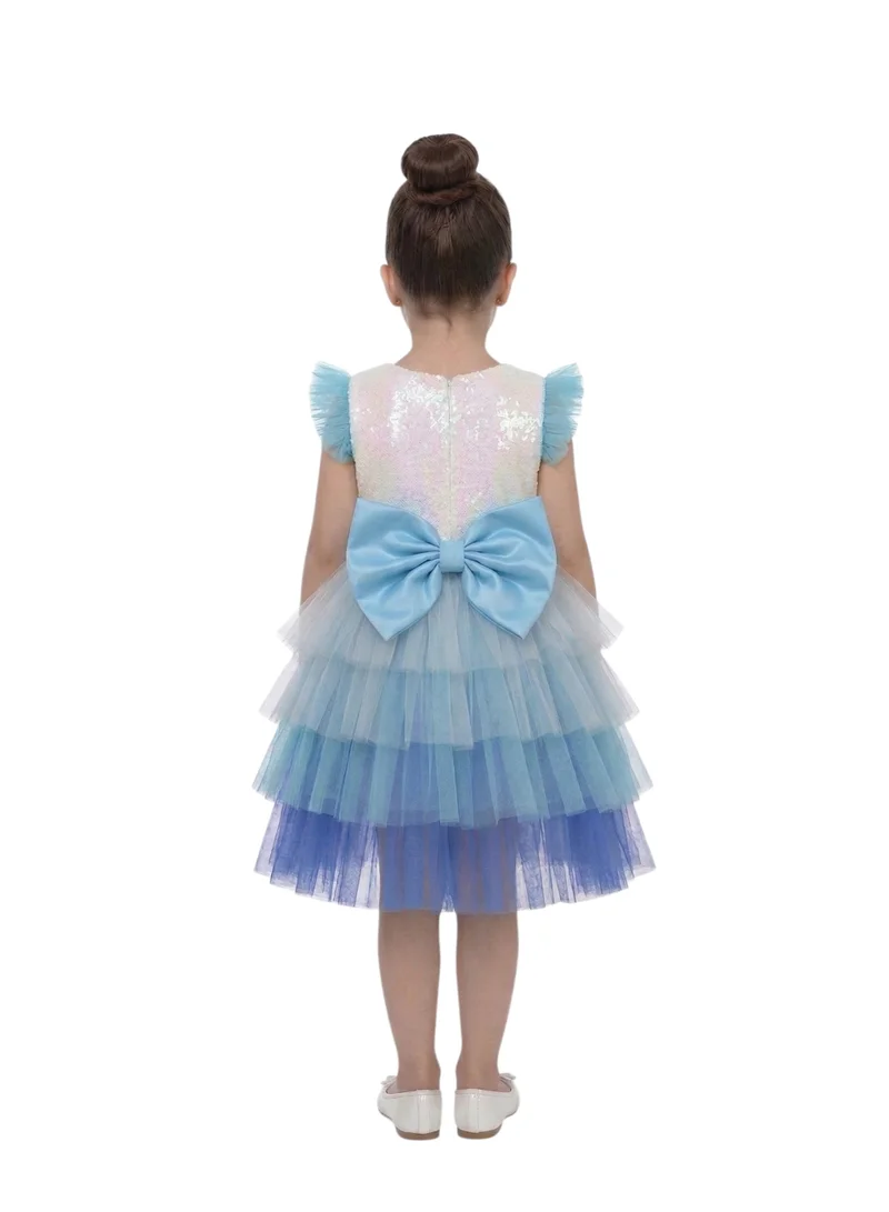 Bidani  Blue Tiered Tulle Princess Dress for Women | Best Price UAE