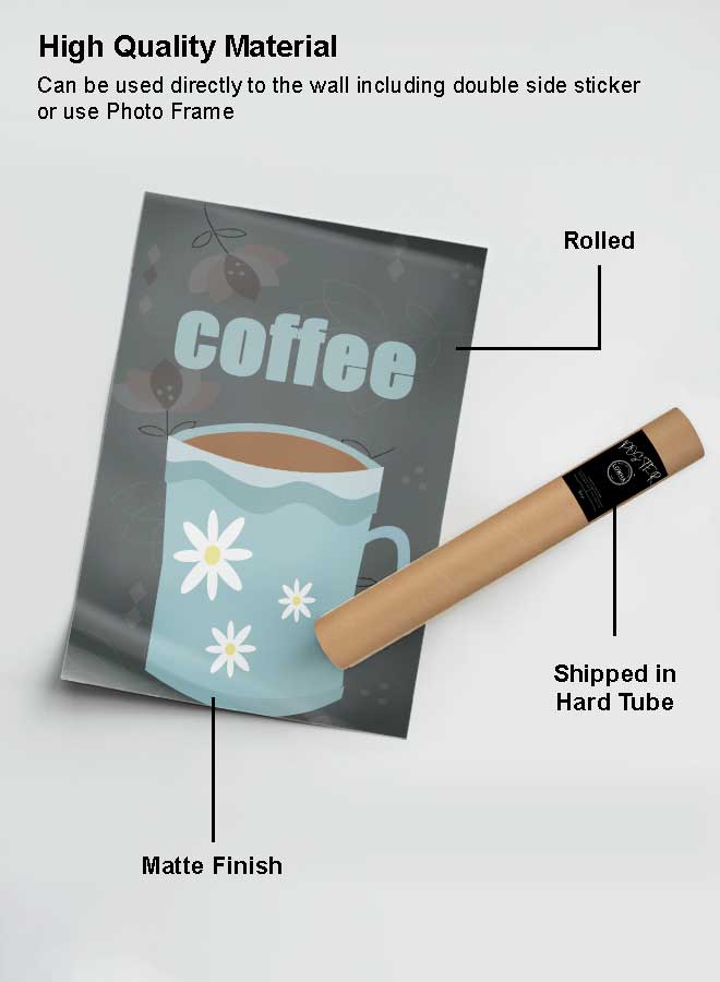 LOWHA Poster Painting Art With Four Separate Pieces Of Double-Sided Stickers Coffee Cup Draw For Home Bedroom Living Room And Office Decor - Image 2
