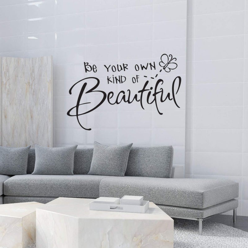 Lnrkai Be Your Own Kind of Beautiful Wall Stickers Quote  DIY Vinyl Butterfly Decal Wallpaper Wall Decor for Bedroom Teen Girl Home Decoration - Image 4