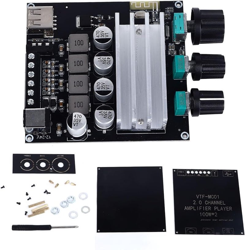 2 Channel Digital Power Amplifier Board Module with Treble Bass Control 100W - Image 2