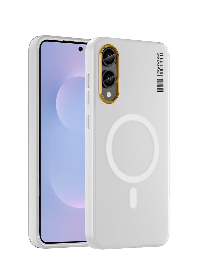 Syndee Samsung Galaxy S25 Edge 5G 2025 Syndee Series Hybrid Translucent Magsafe with Magnetic Charging Raised Camera Lips Elegant Look Case Cover - White  - Image 1