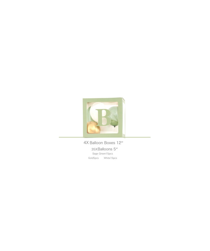 luckylibra Sage Green Baby Shower Decorations, B - A - B - Y Transparent Balloon Boxes & 35Pcs Balloons - Image 2