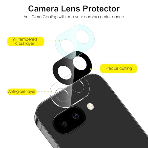 SPARIN Screen Protector for Google Pixel 9A,[3+2 Pack] Pixel 9A 6.3 Inch Tempered Glass & 2-Pack Camera Lens Protector, Case Friendly/Alignment Frame - Image 4