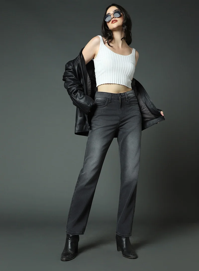 HIGH STAR High-Rise Clean Look Heavy Fade Jeans for Women