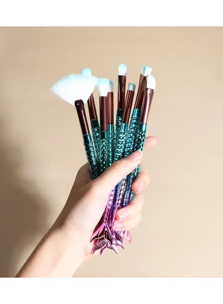 أوريتي 11pcs فرشاة ماكياج حورية البحر مجموعة فرشاة ظل العين فرشاة كحل العين - Image 4