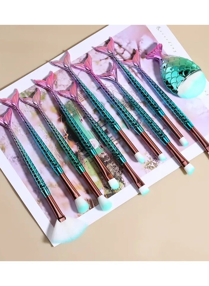 أوريتي 11pcs فرشاة ماكياج حورية البحر مجموعة فرشاة ظل العين فرشاة كحل العين - Image 5