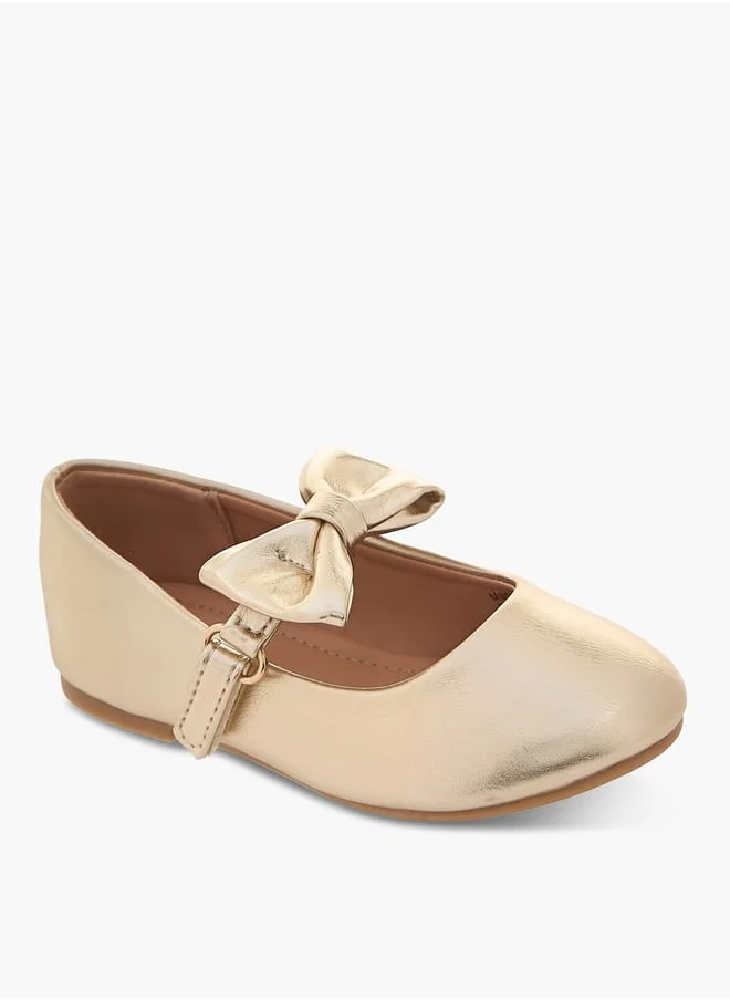 فلورا بيلا من شو إكسبرس Girls Bow Accented Mary Jane Shoes With Hook And Loop Closure